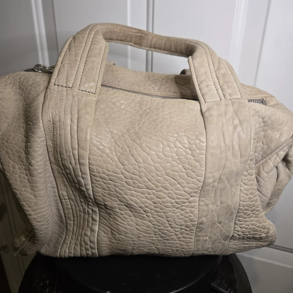 ALEXANDER WANG Pebbled Lambskin Rocco in Latte with Rose Silver Hardware